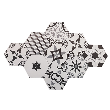 GẠCH BÔNG MEN GỐM LỤC GIÁC MIX GHEXM 23009